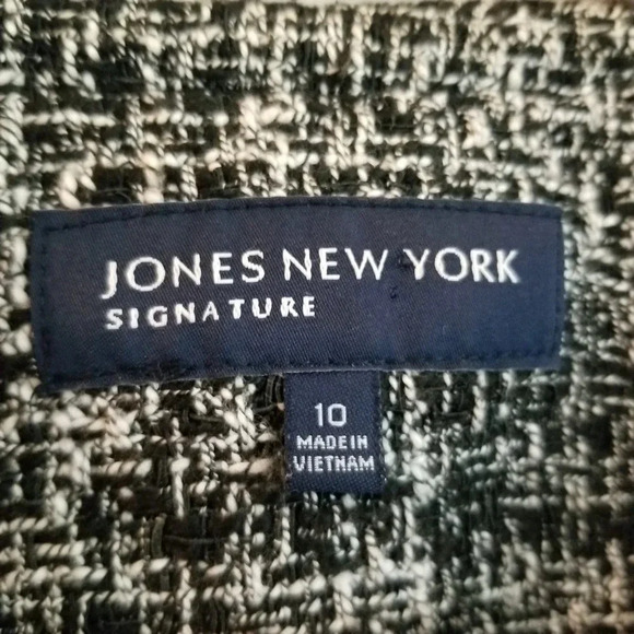 Jones New York Women's Jacket 10 Gray Cotton Full Zipper Long Sleeves Tweed - Picture 3 of 10